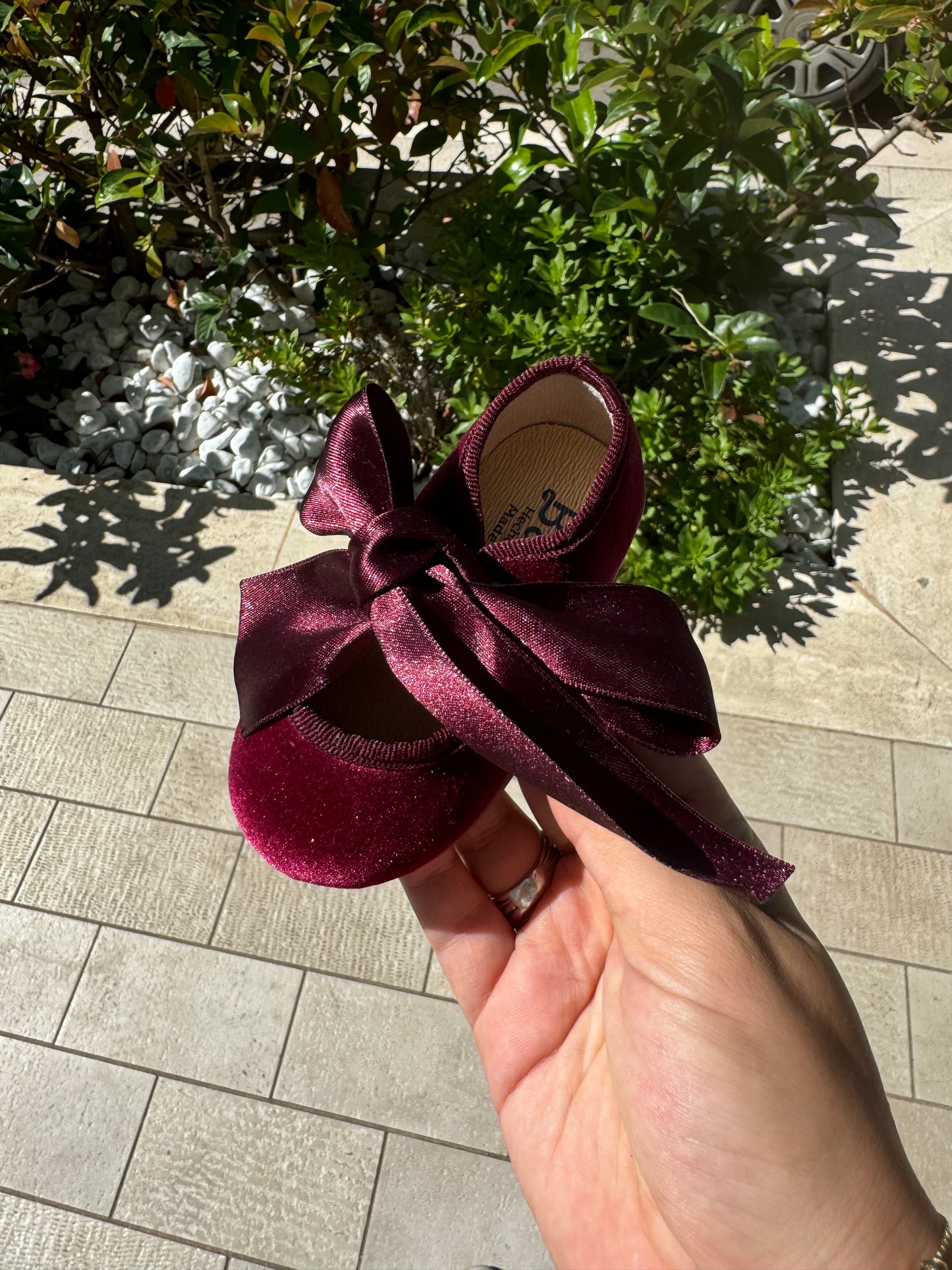 Ballerine in velluto con fiocco in raso