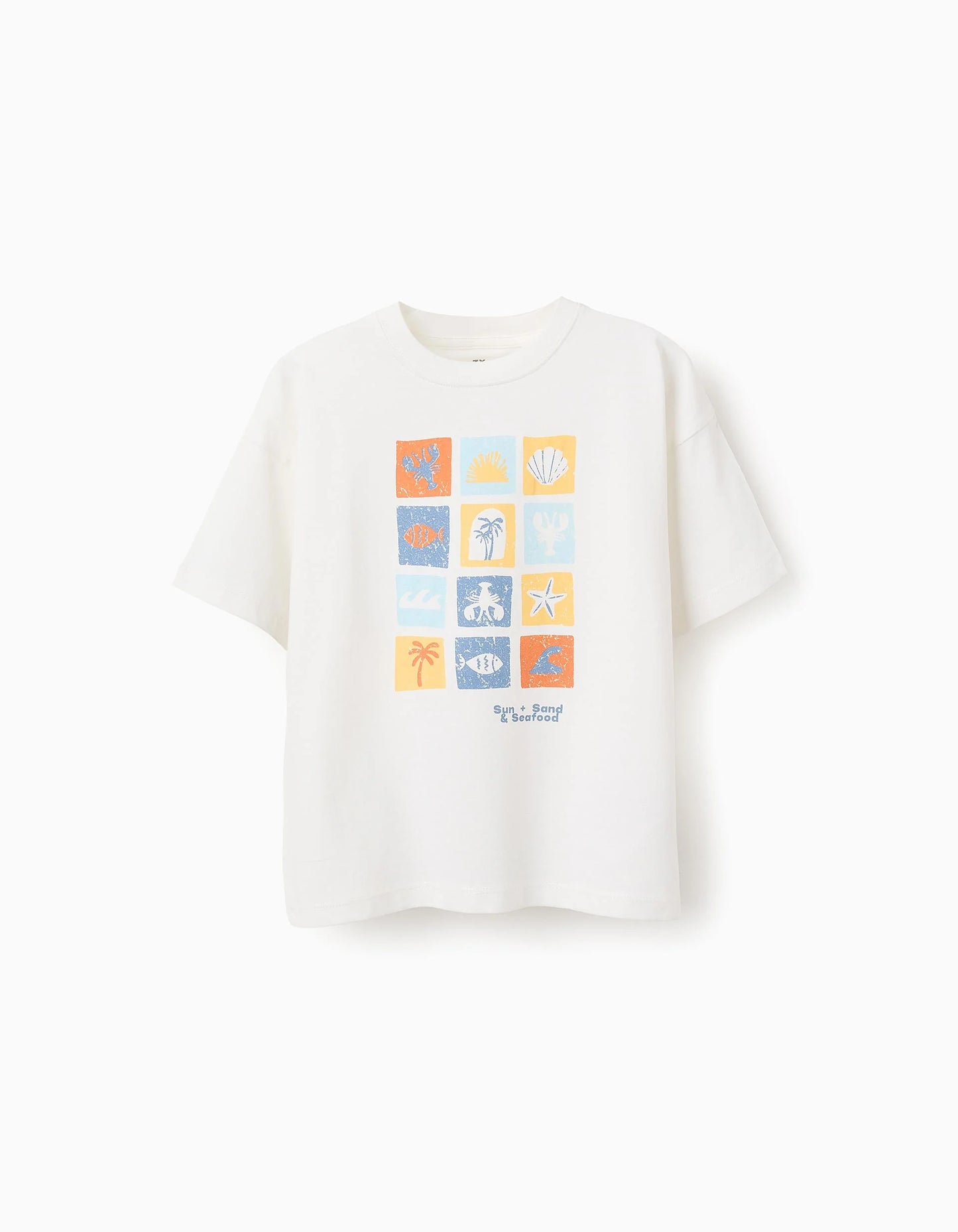 T-shirt in cotone per bambini 'Sole, mare e frutti di mare