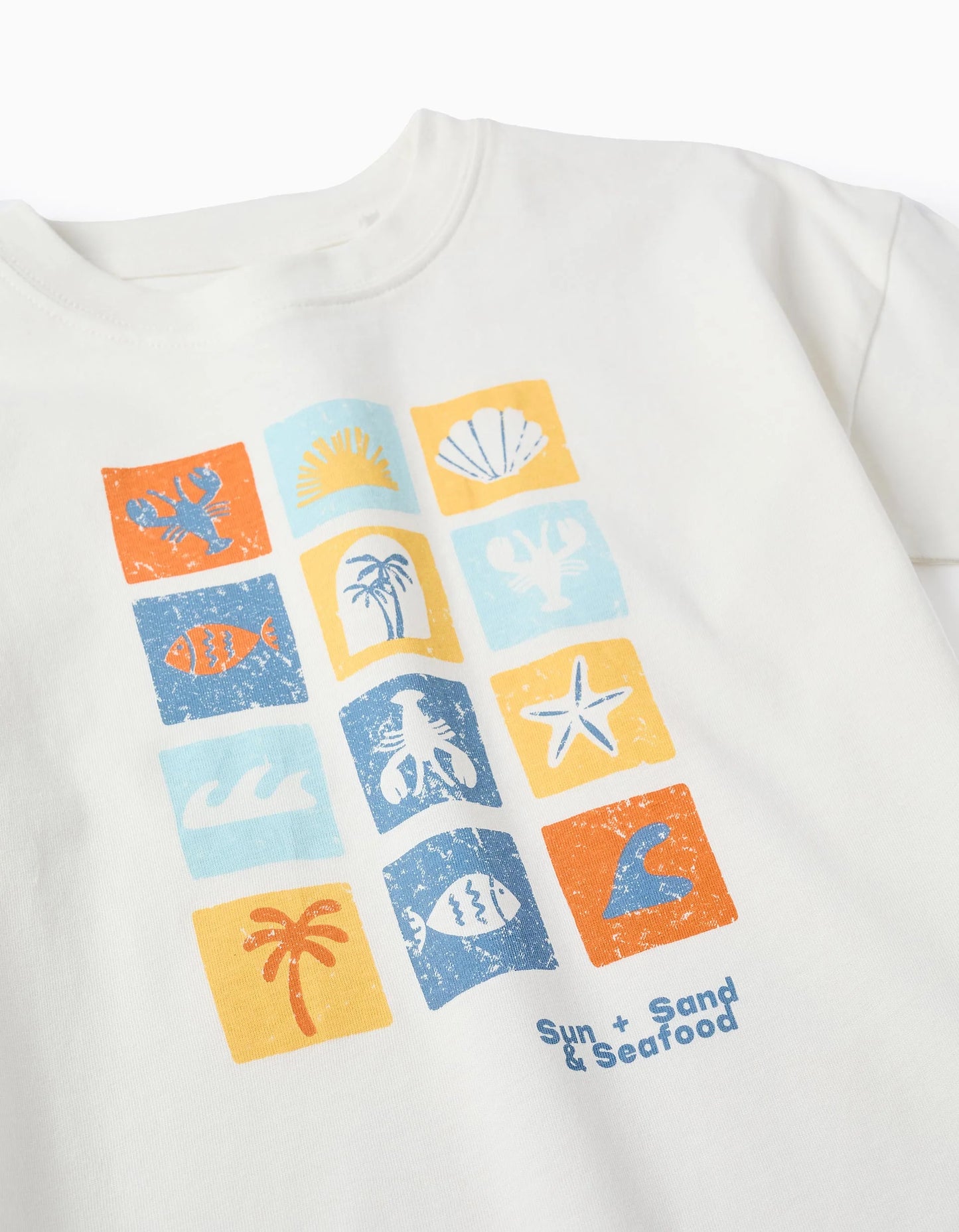 T-shirt in cotone per bambini 'Sole, mare e frutti di mare