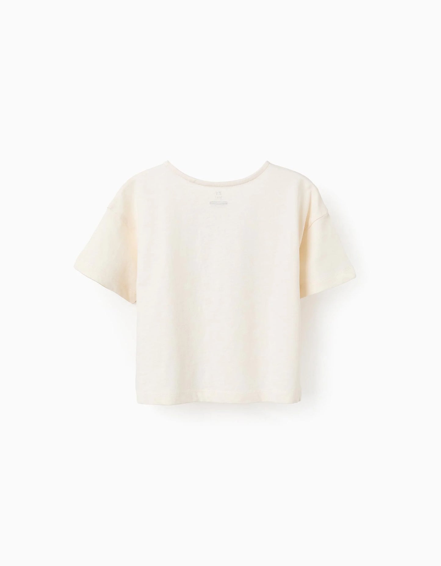 T-shirt in cotone con paillettes e perline