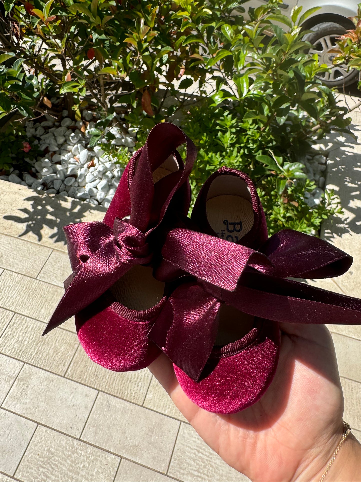 Ballerine in velluto con fiocco in raso