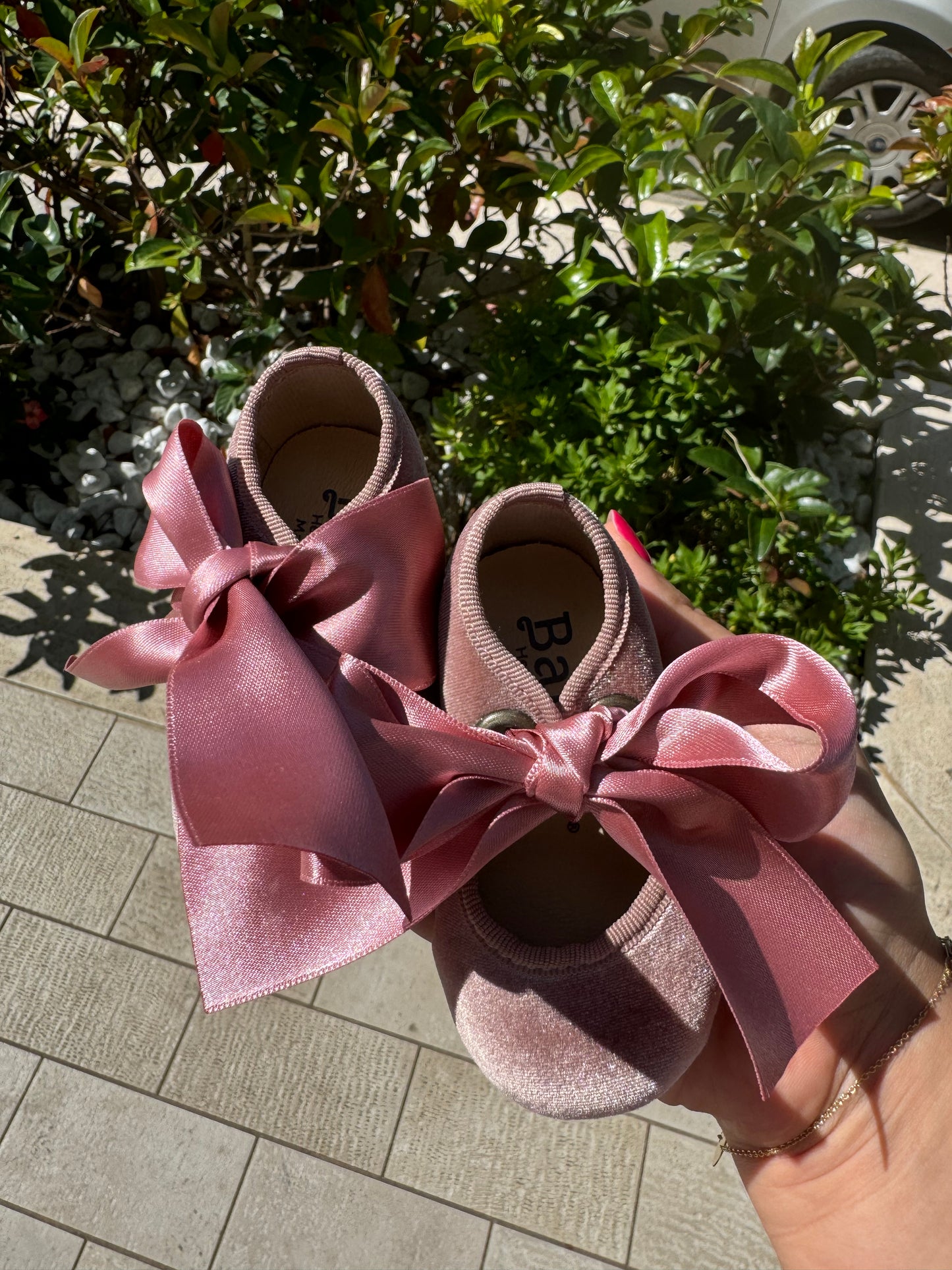 Ballerine in velluto con fiocco in raso