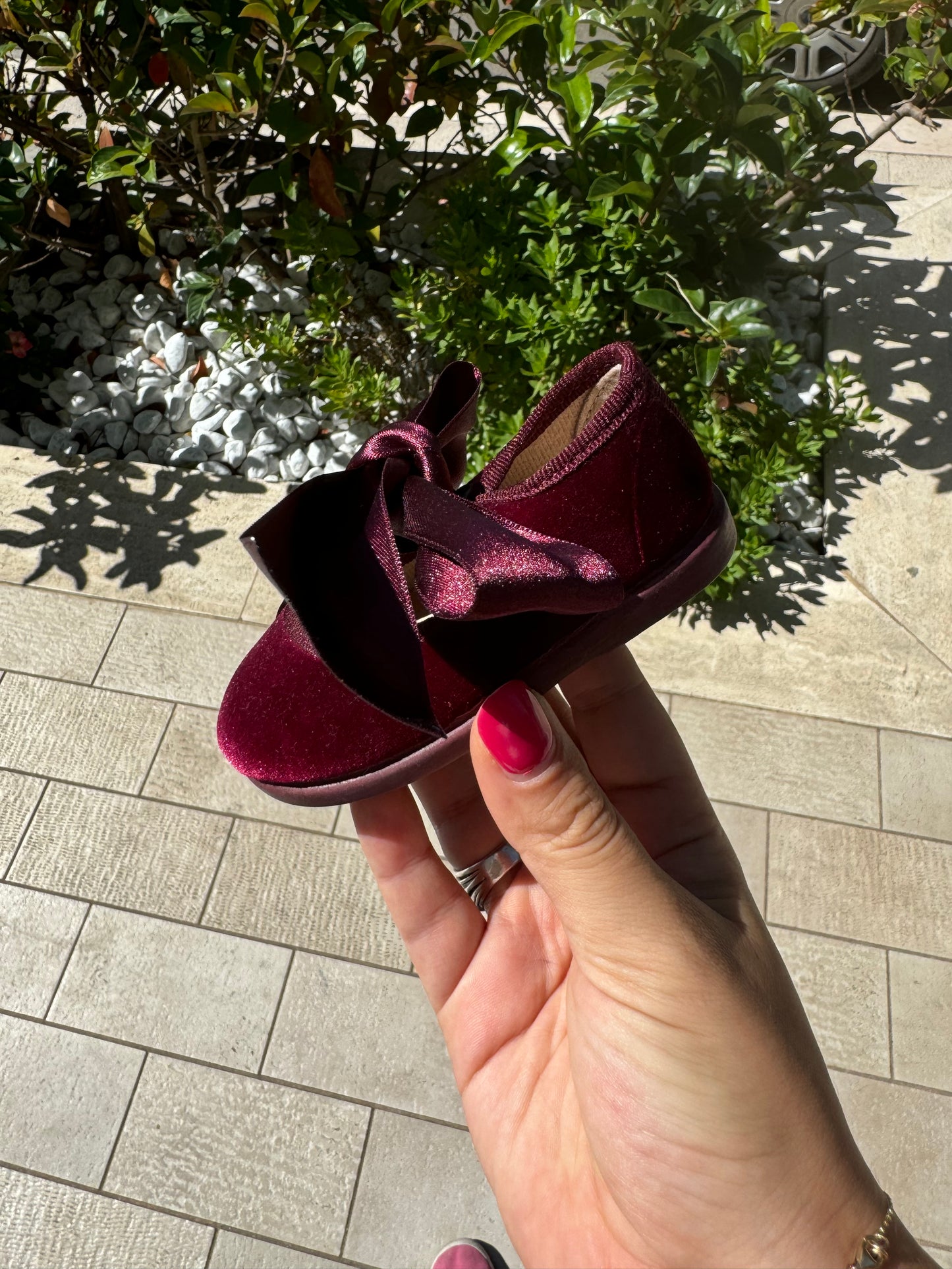 Ballerine in velluto con fiocco in raso