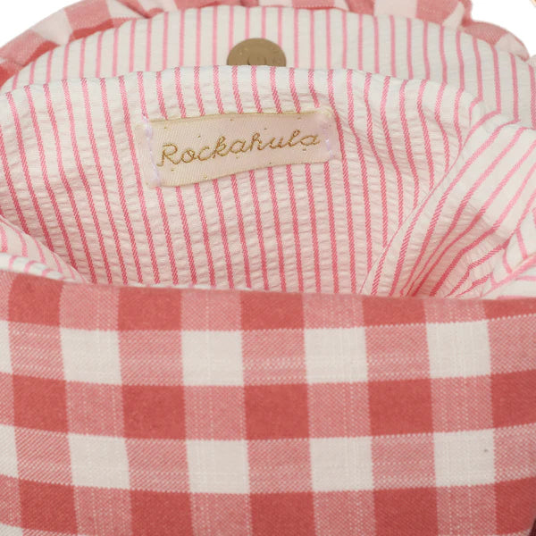 Borsa a balze con fiocco a quadretti