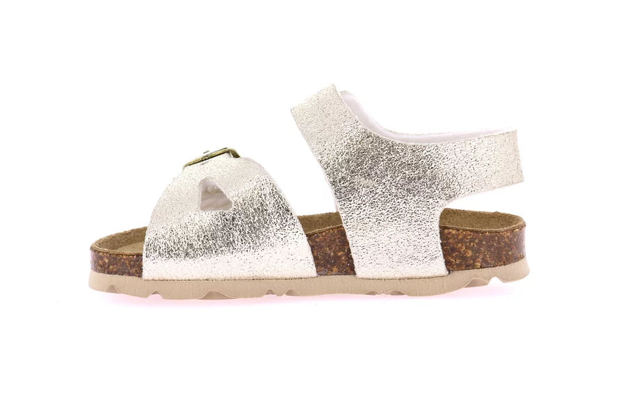 Sandaletto anatomico metallizzato con strappo