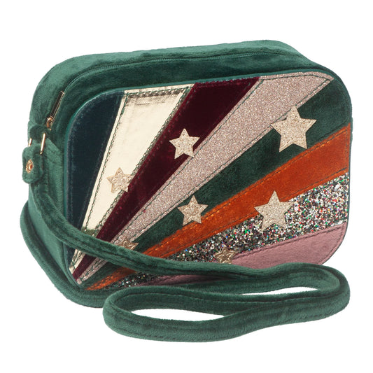 Borsa a righe in lussuoso velluto