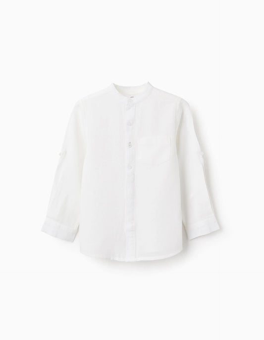 Camicia in misto lino alla coreana