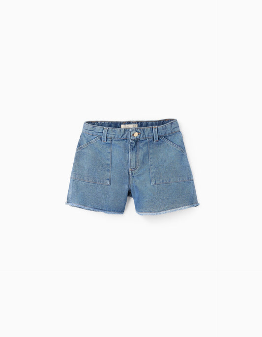Pantaloncini in denim con orli sfrangiati