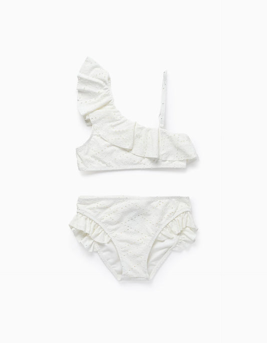Bikini floreale con volant e ricami