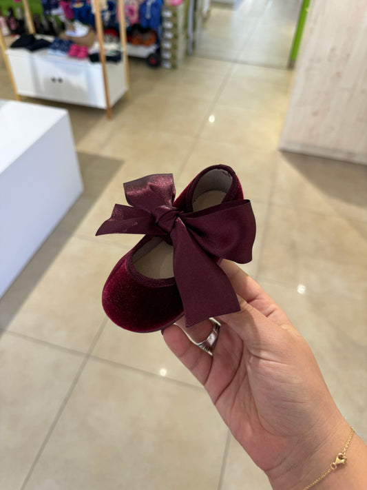Ballerine in velluto con fiocco in raso