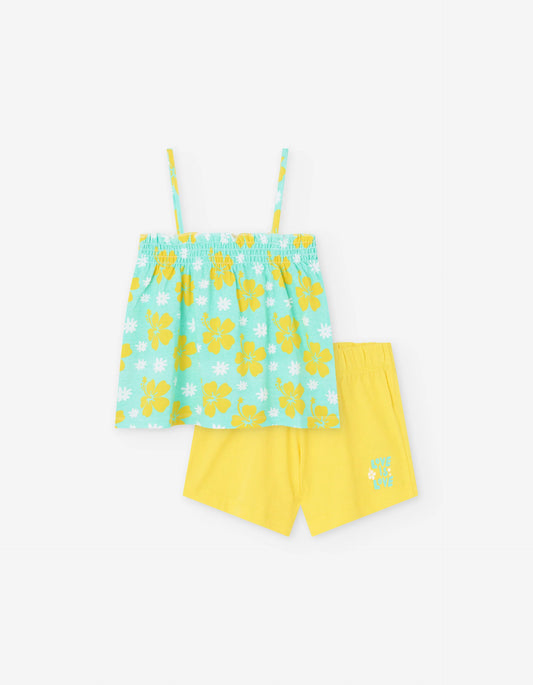 Top floreale + pantaloncini