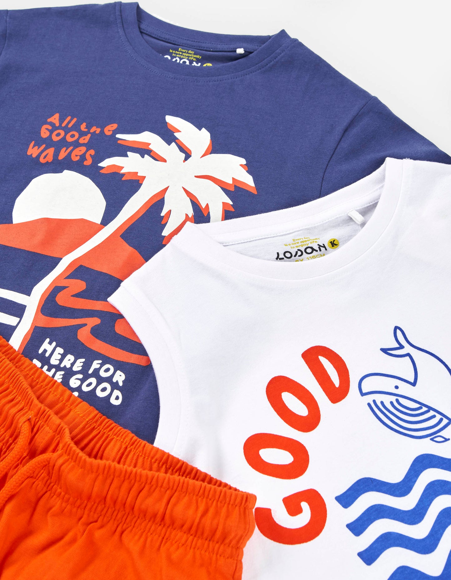 2 T-shirt + pantaloncini in cotone per bambini 'Sun