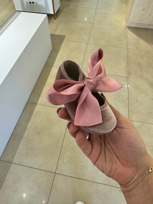 Ballerine in velluto con fiocco in raso