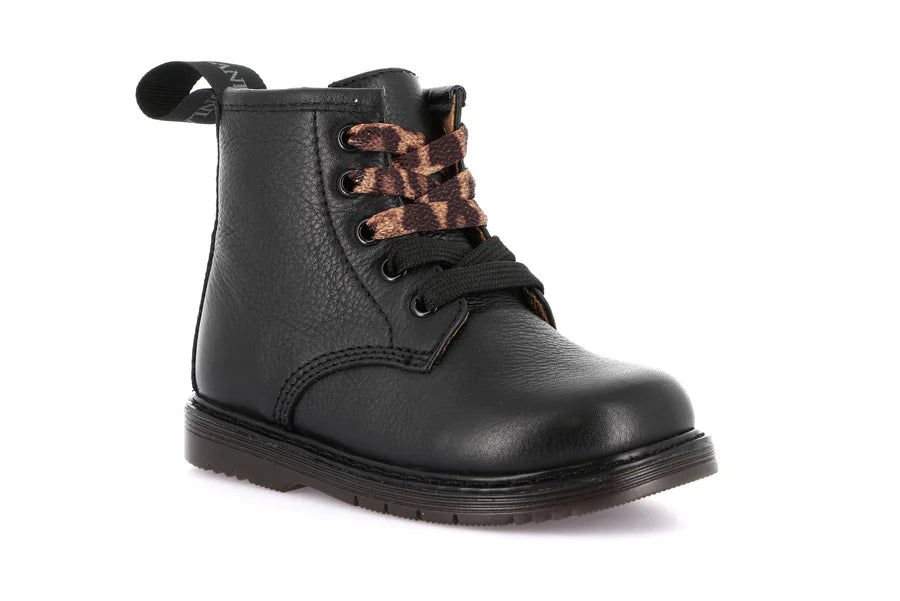 Anfibi Grunland in pelle con lacci animalier