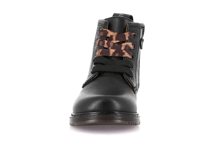 Anfibi Grunland in pelle con lacci animalier