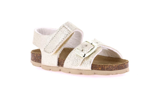 Sandaletto anatomico metallizzato con strappo