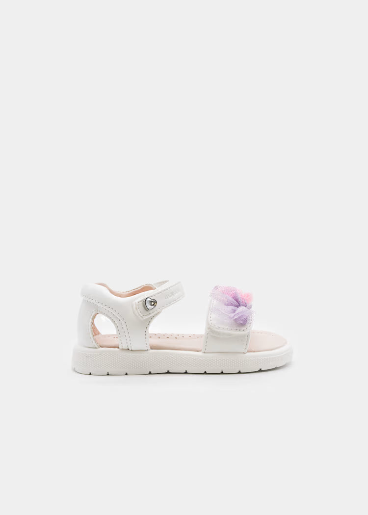 Sandali con ponpon in tulle