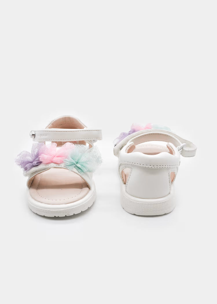 Sandali con ponpon in tulle